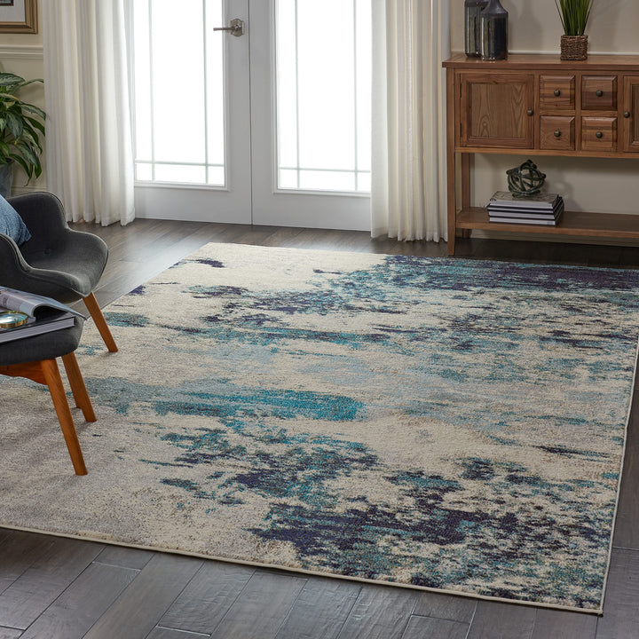 Nourison Celestial Modern Abstract Ivory/Teal Area-Rug