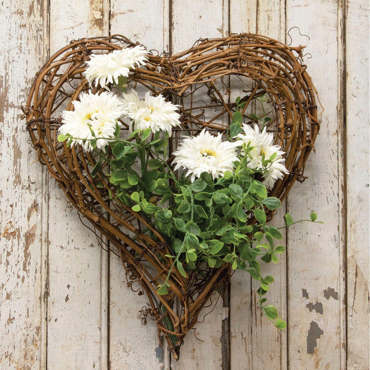 Wispy Grapevine Wall Heart Brown Farmhouse Metal Antique