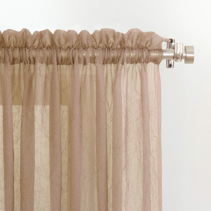 No. 918 Erica Crushed Voile Ascot Beaded Sheer Rod Pocket 1-Piece Curtain Valance