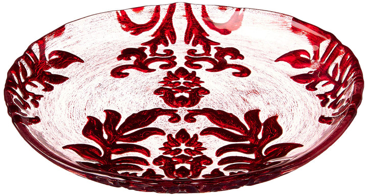 Red Pomegranate Damask Canape Plate Red Velvet 6.5-Inch 1 Piece