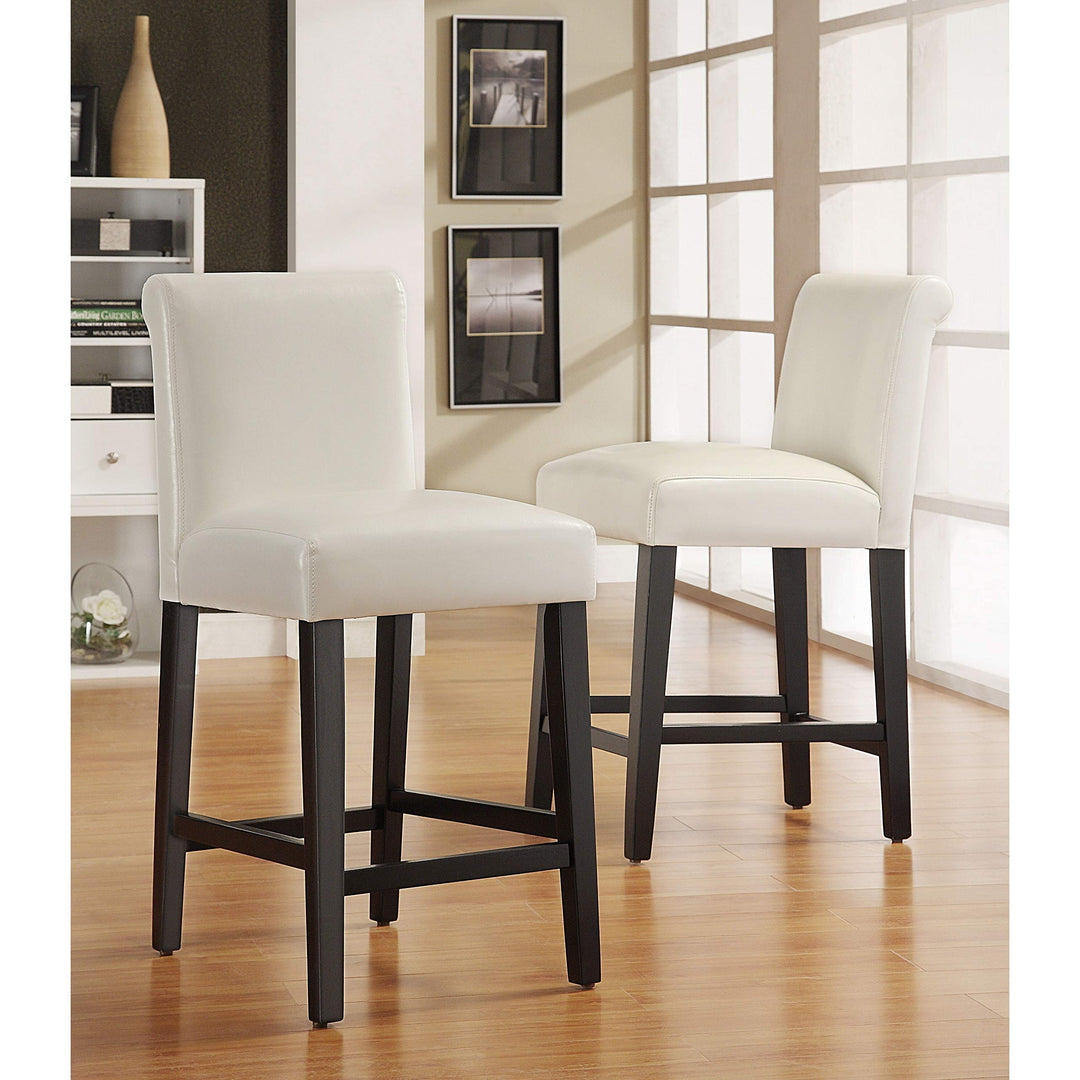 White Faux Leather 24-inch Counter Height High Back Stools (Set of 2) Bold