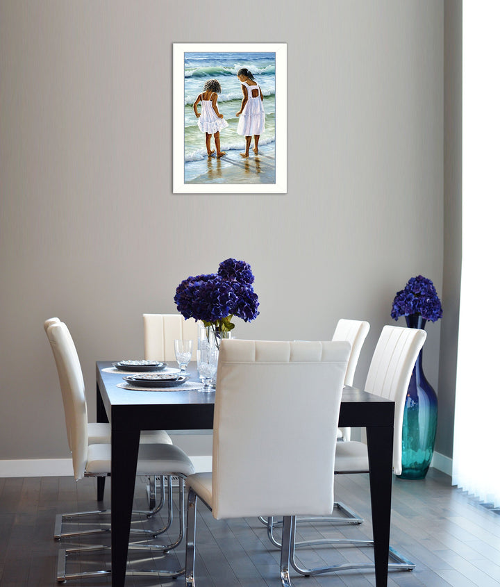 "Two Girls at the Beach" By Georgia Janisse Printed Wall Art Ready To Hang