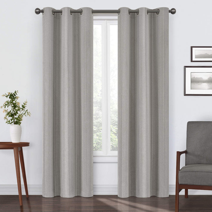 Eclipse Ronneby Grommet Top Curtains for Bedroom Single Panel 40 x 95 Light Grey 95 Inches - Light Grey