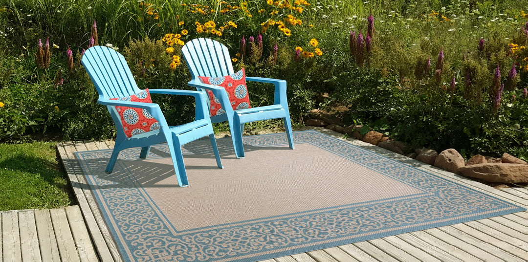 Gertmenian Indoor Outdoor Area Rug Classic Flatweave Washable Stain & UV 8'9" x 13'1"