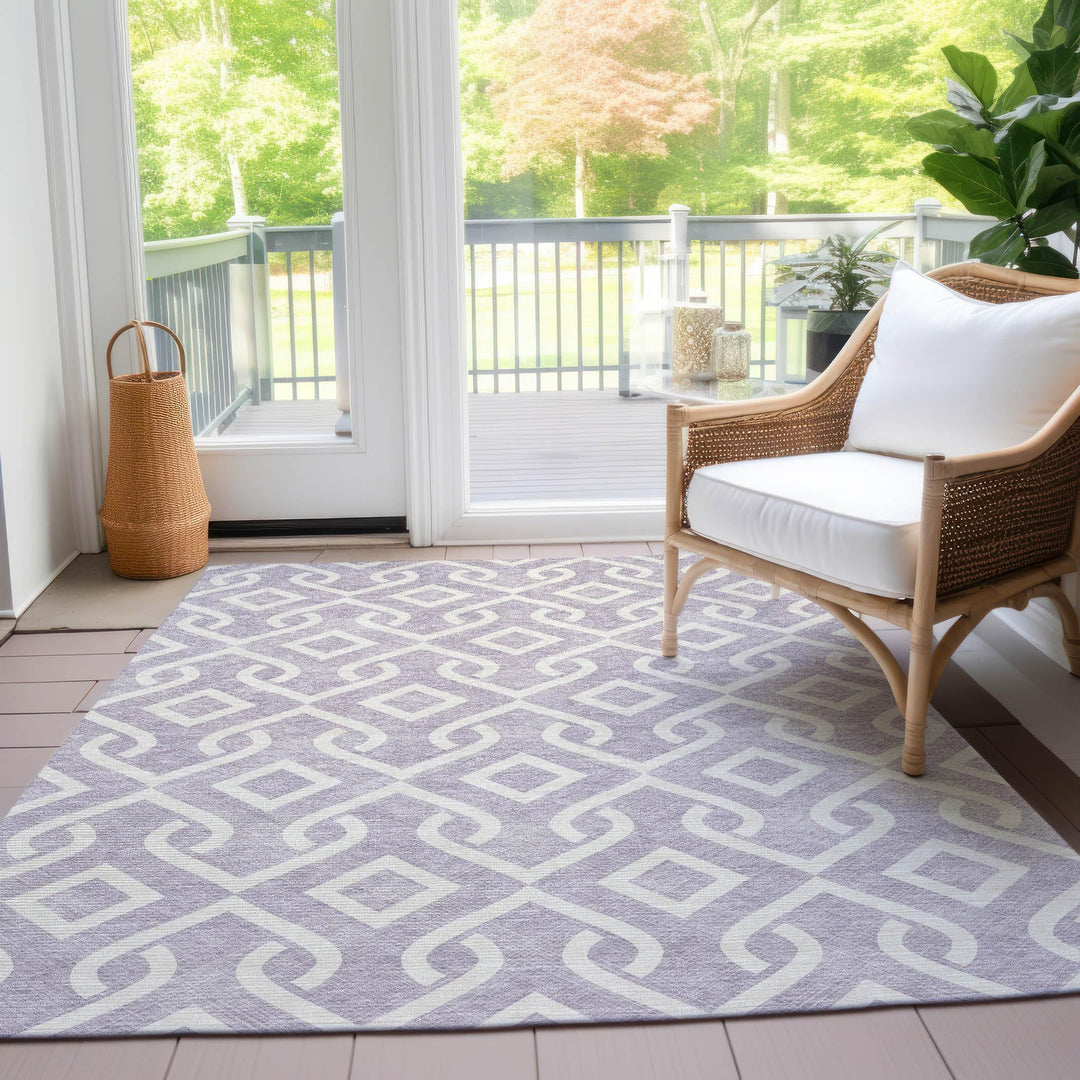 Machine Washable Indoor/ Outdoor Chantille Scroll Trellis Rug