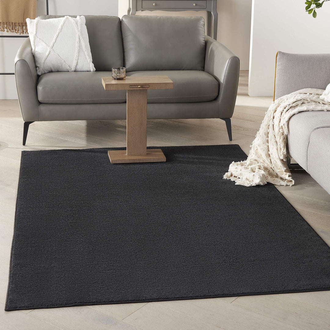 Nourison Essentials Indoor/Outdoor Black 5' x 7' Area Rug Easy Cleaning Non 5' x 7' - Black