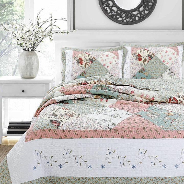 BEST BEDDING INC Celia Patchwork 3-Piece Cotton Quilt Set Twin