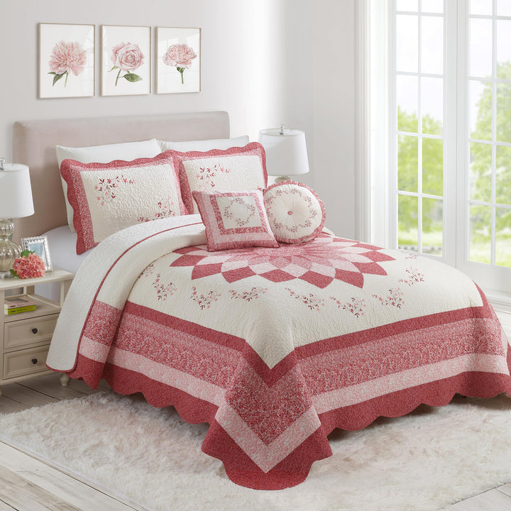 MODERN HEIRLOOM Caroline Embroidered Quilted Bedspread - Lightweight