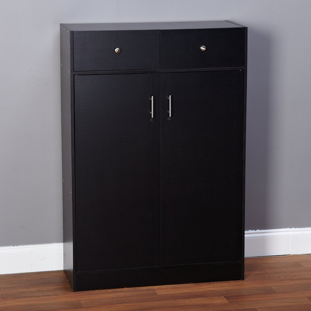 Target Marketing Systems Seth Collection Contemporary Double Door 2 Drawer Black