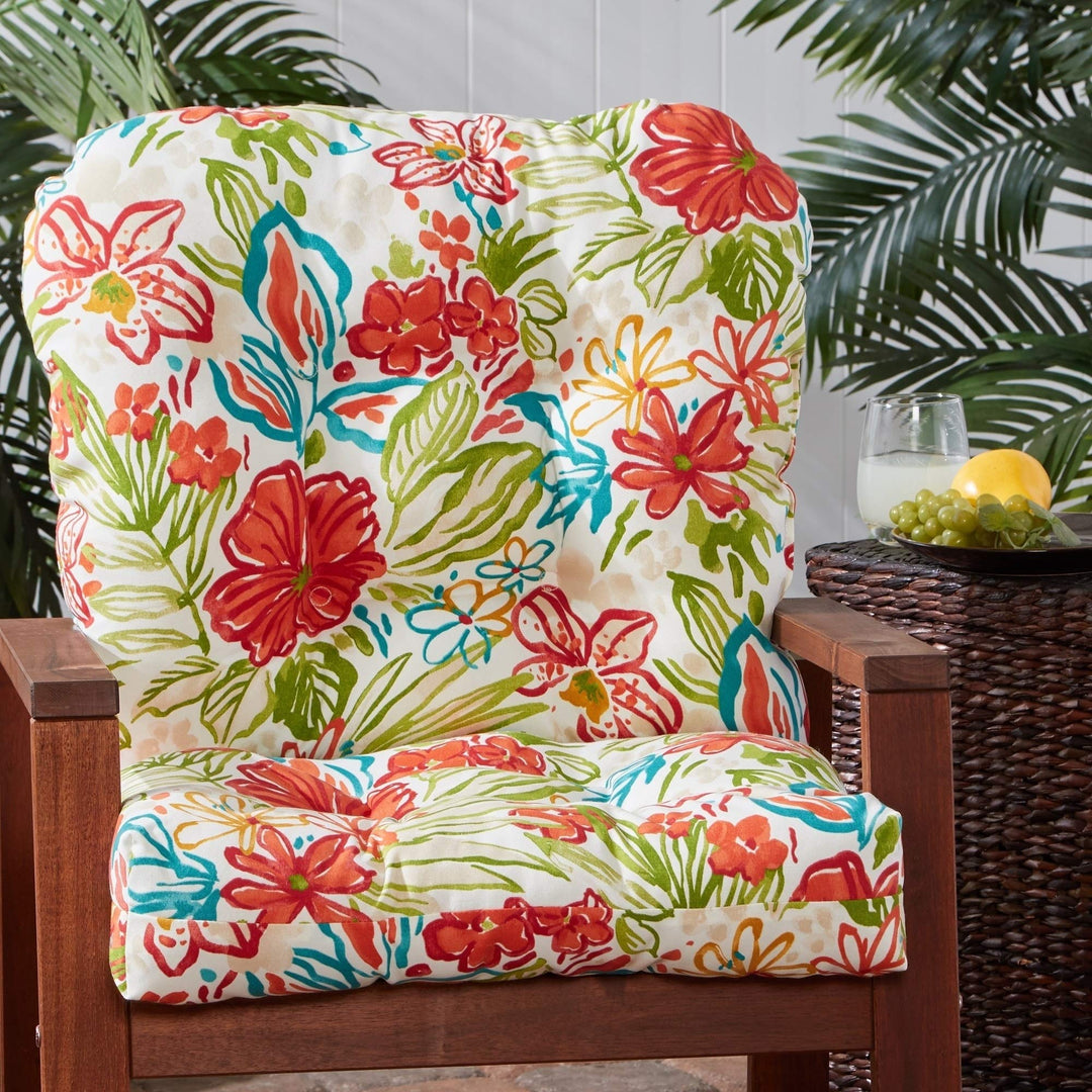 Floral 21-inch X 42-inch Outdoor Chair Cushion Multi Color Casual Transitional