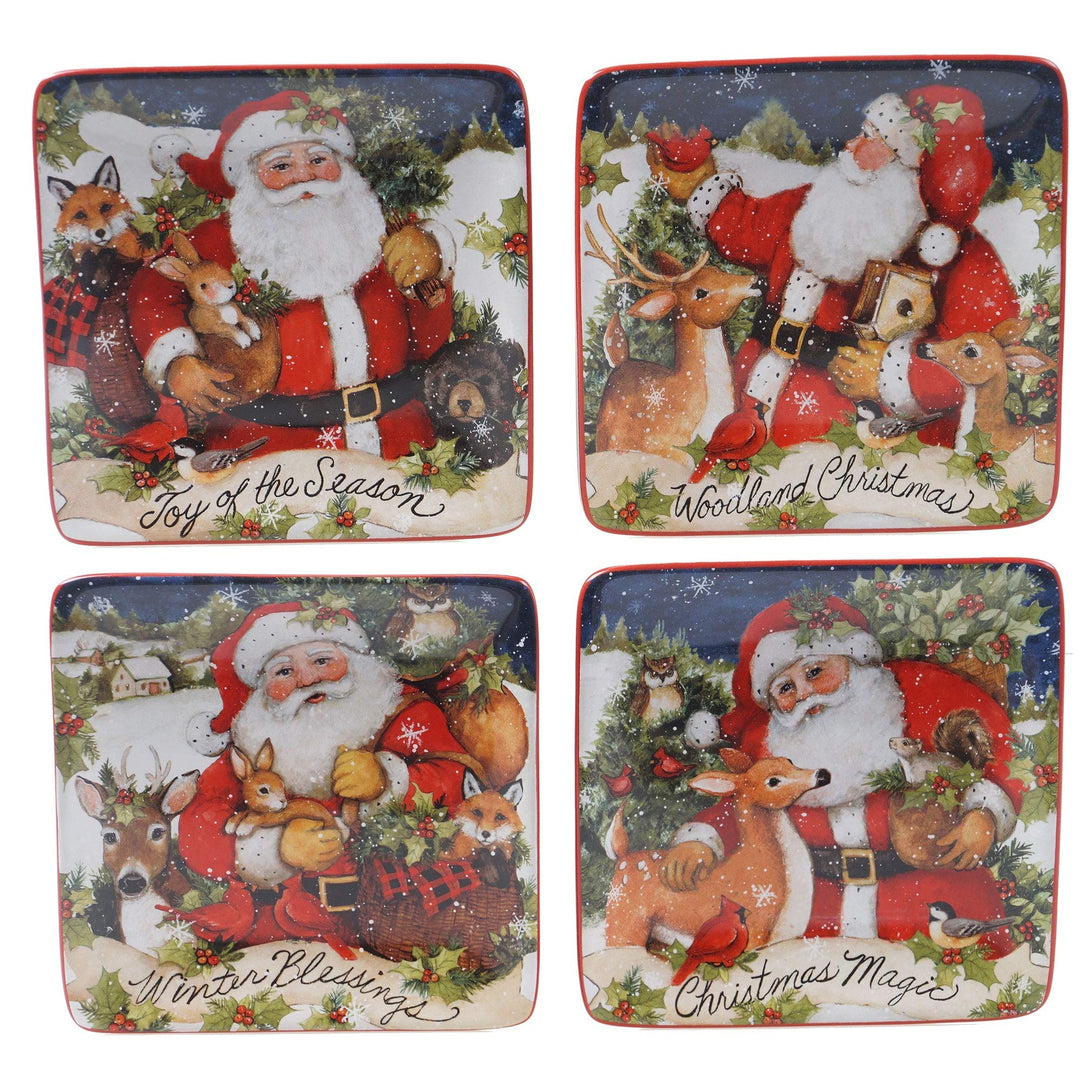 Magic Of Christmas Santa 6-inch Canape/luncheon Plates (Set Of 4) Green Multi