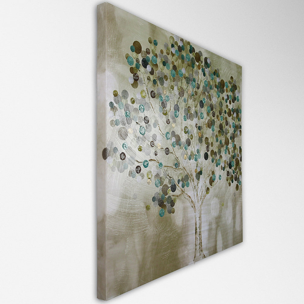 A TEAL TREE 24x24 Hand Embellished Gallery Wrapped Canvas - Diamond Home USA