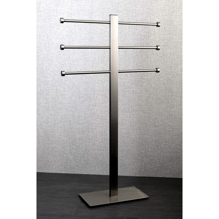 Brushed Nickel Freestanding Stainless Steel Towel Holder - Grey Metal Finish