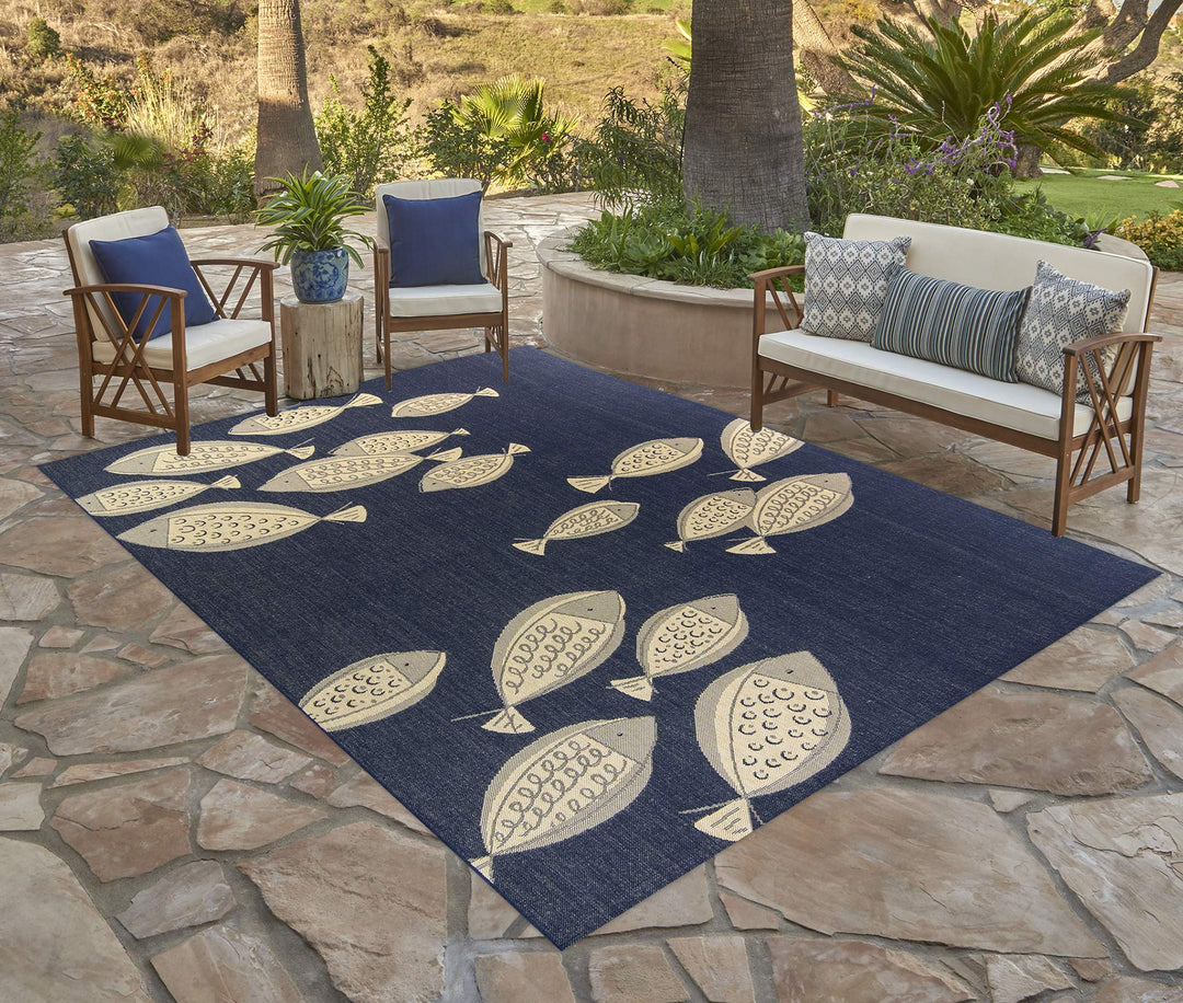 Gertmenian Indoor Outdoor Area Rug Classic Flatweave Washable Stain & UV 6'6" x 9'6"