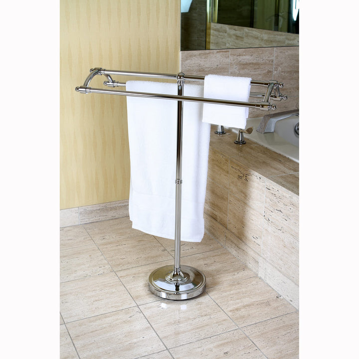 Kingston Brass Chrome Pedestal Round Plate Towel Rack - Silver