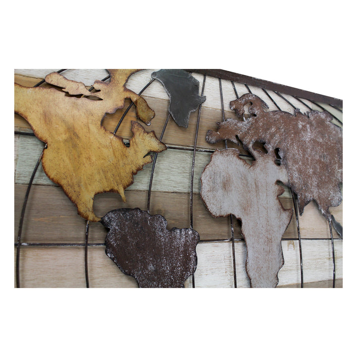 Aspire Décor Marco World Map Wall Decor Brown - Diamond Home USA