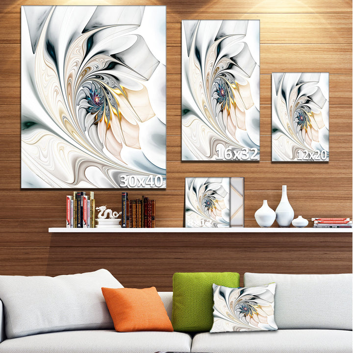 Design Art White Stained Glass Floral Wall Art Canvas 30x40