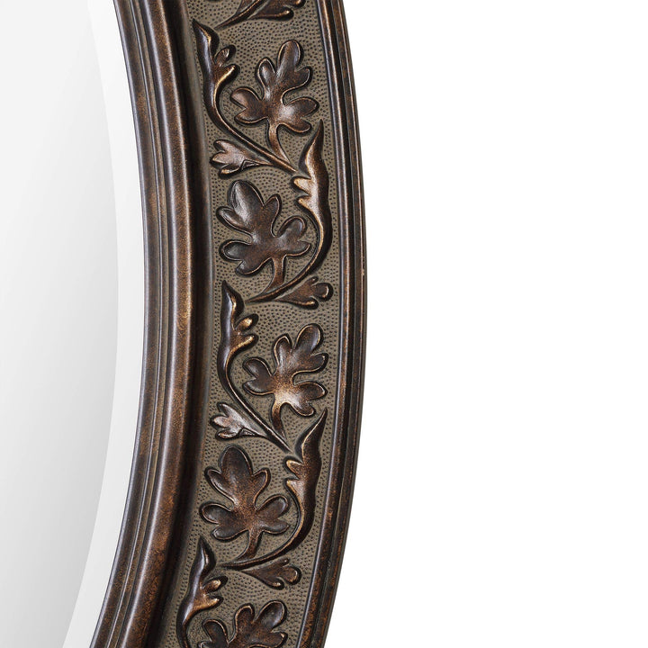 Janelle Transitional Aged Bronze Oval Wall Mirror