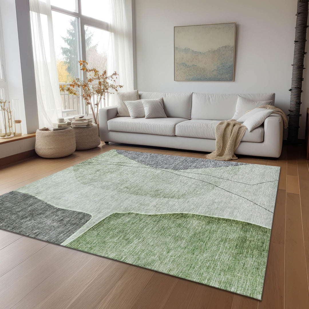 Machine Washable Indoor/ Outdoor Chantille Modern Abstract Rug