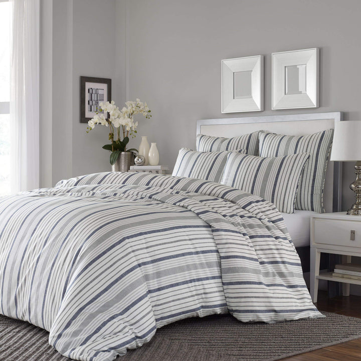 3 Piece Gray Blue Comforter Full/Queen Set s Bedding Coastal Full - Queen