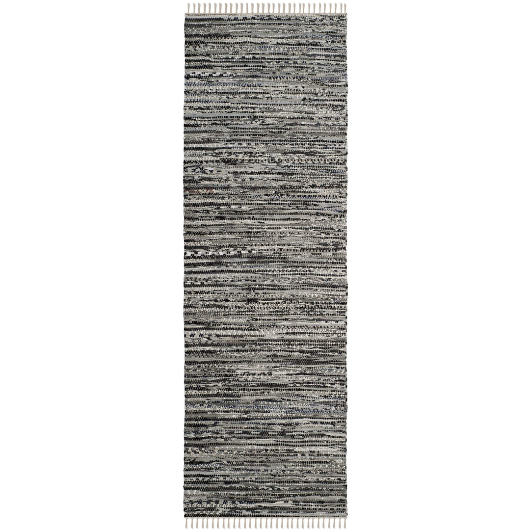 Rag Rug Runner with Tassels White Black Grey Rags Weave Floor Mat Hallway