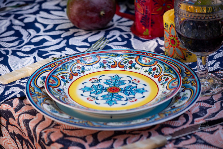 Euro Ceramica Zanzibar Collection Vibrant 8.7" Ceramic Salad/Dessert Plates