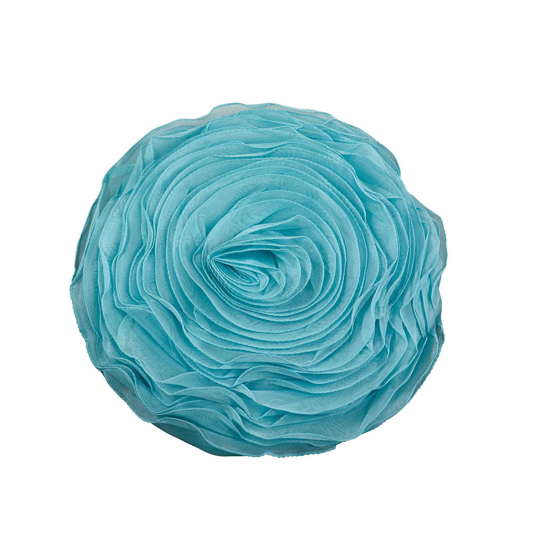 SARO LIFESTYLE Rose Design Throw Pillow Turquoise 16" Turquoise - 16"x16"