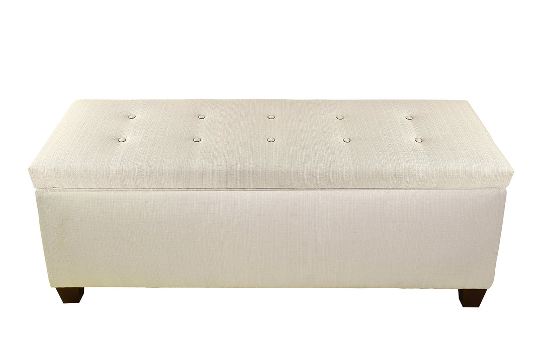 The Sole Secret Button Tufted Shoe Ottoman Storage Bench for Bedroom or Entryway Beige Large