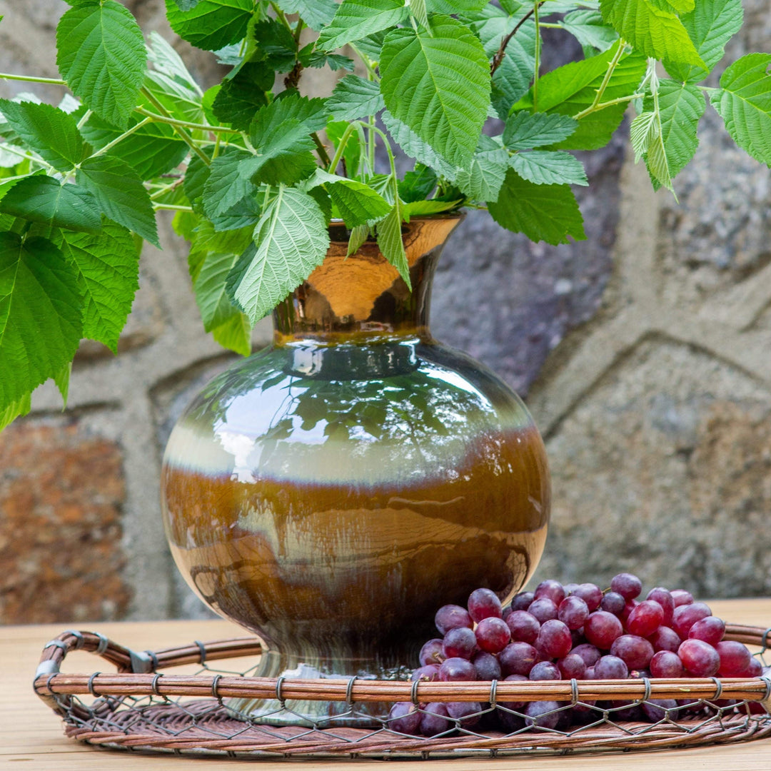 Globular Vase Multi Color Rustic Stoneware