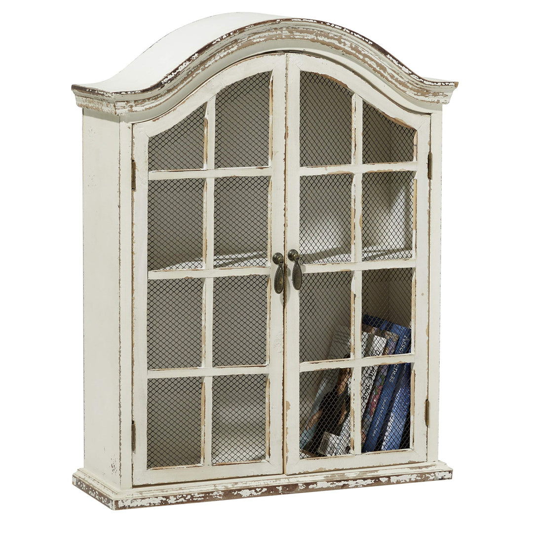 Farmhouse 28-in. 2-Door White Arched Wall Cabinet Specialty Wood Distressed