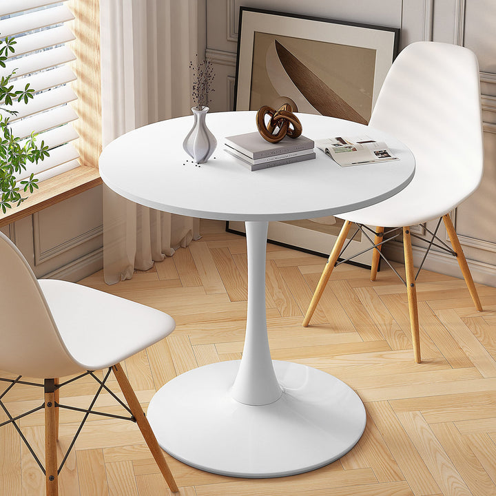 Round Dining Table Metal Base White Modern Contemporary Rectangular