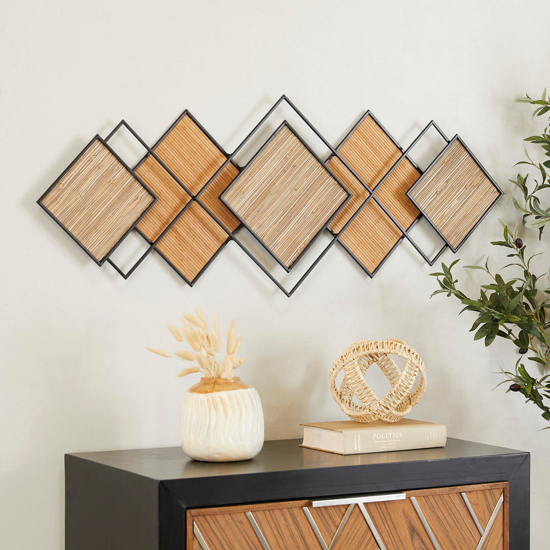 Brown Wood Modern Geometric Wall Contemporary