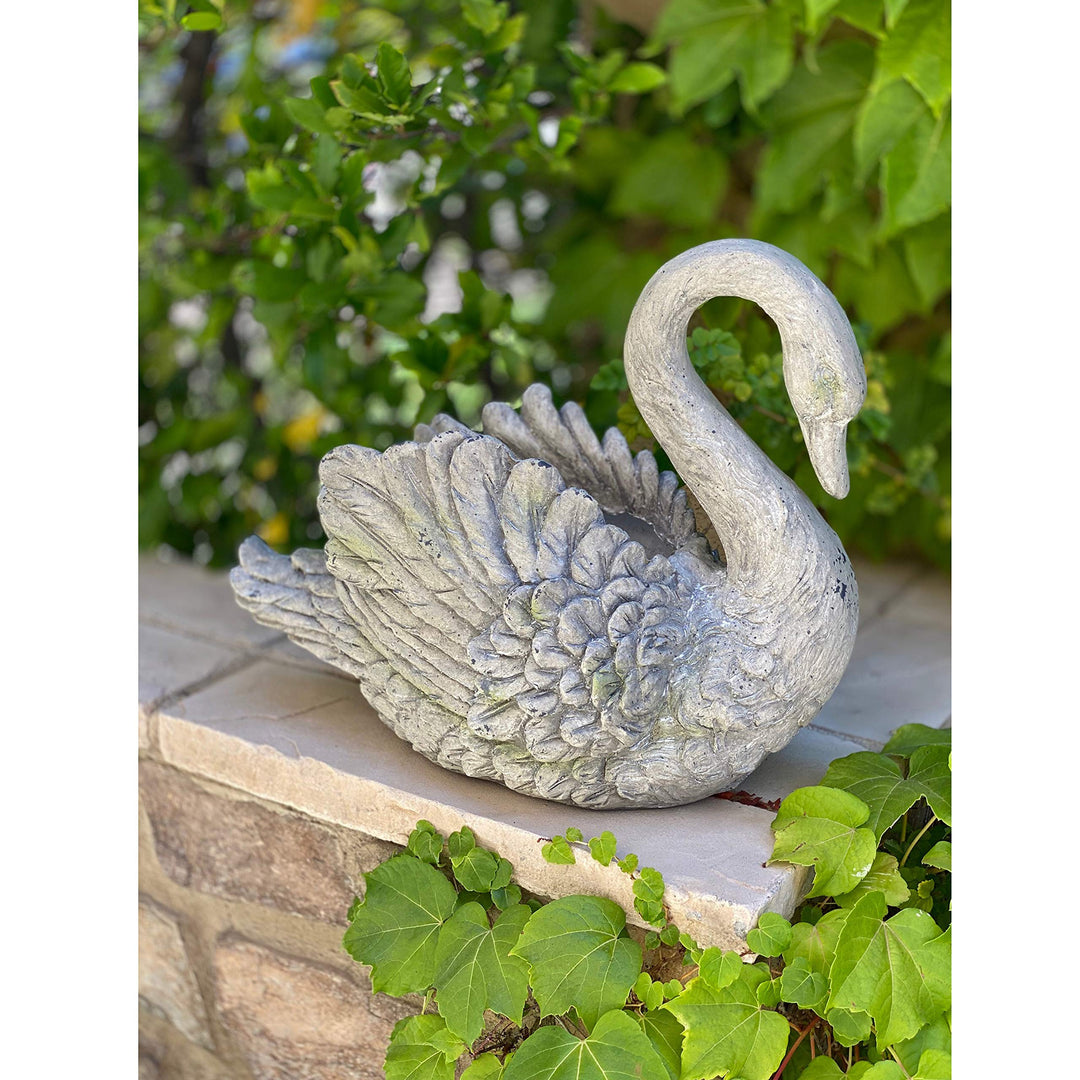 Urban Designs Swan Cast Stone Planter Garden Decor - Grey 7748997