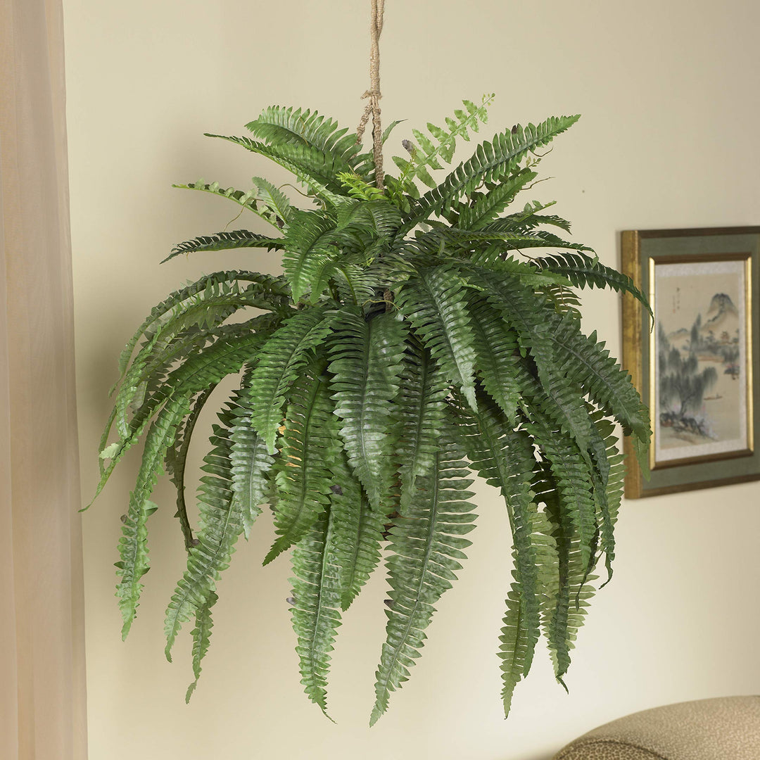 Nearly Natural 6774 22in. Large Boston Fern Hanging Basket Green