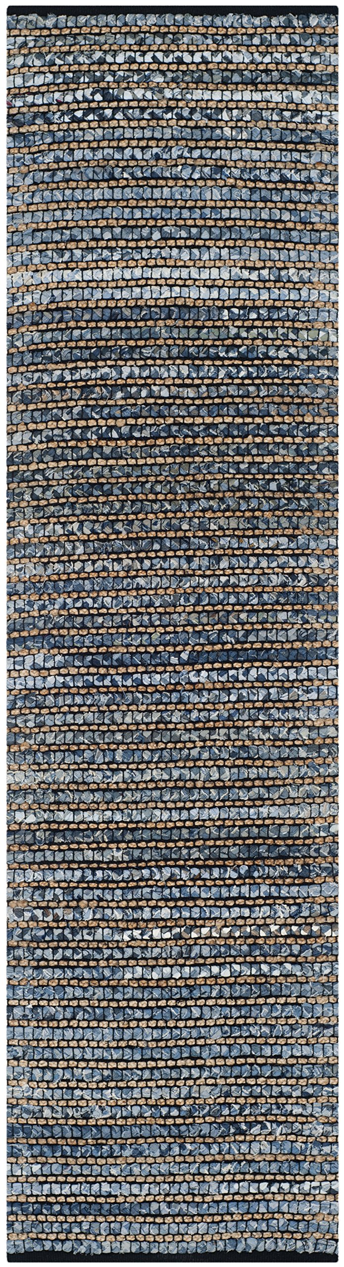 SAFAVIEH Cape Cod Collection Runner Rug - 2'3" x 10' Blue Handmade Flat Weave