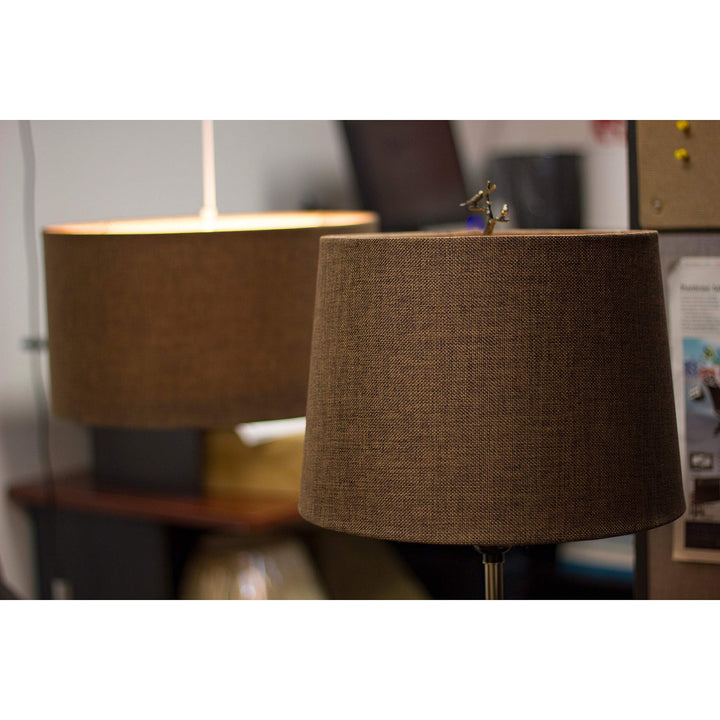 12x14x10 Hardback Drum Lamp Shade Chocolate Burlap Brown Modern Contemporary - Diamond Home USA