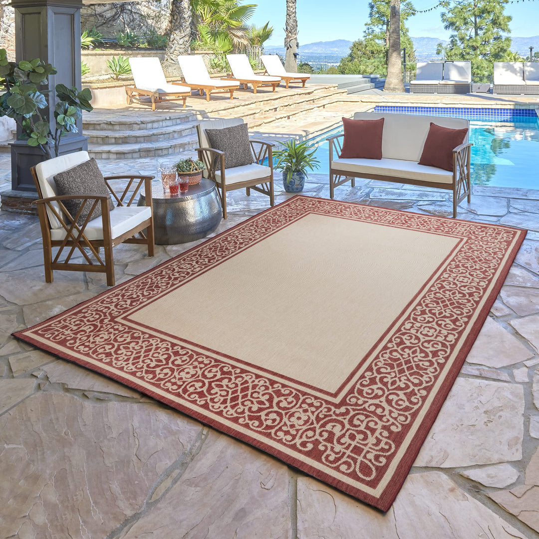 Gertmenian Indoor Outdoor Area Rug Classic Flatweave Washable Stain & UV 8'9" x 13'1"