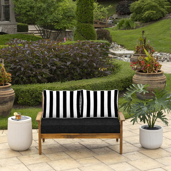 Arden Selections Outdoor Loveseat Cushion Set 48 x 24 Water Repellent Fade Cabana Stripe