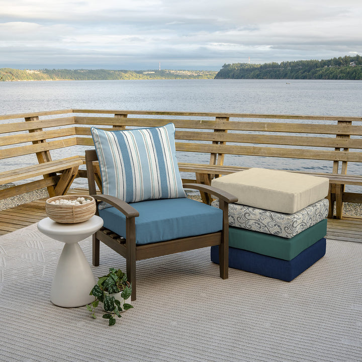 Arden Selections Outdoor ep Seat Set 24 x 24 Water Repellent Fade Resistant French Blue Linen Stripe - Diamond Home USA