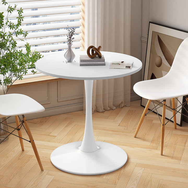 Round Dining Table Metal Base White Modern Contemporary Rectangular