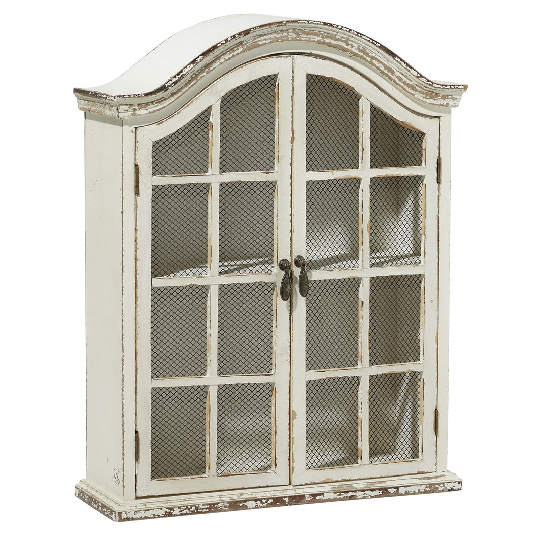 Farmhouse 28-in. 2-Door White Arched Wall Cabinet Specialty Wood Distressed