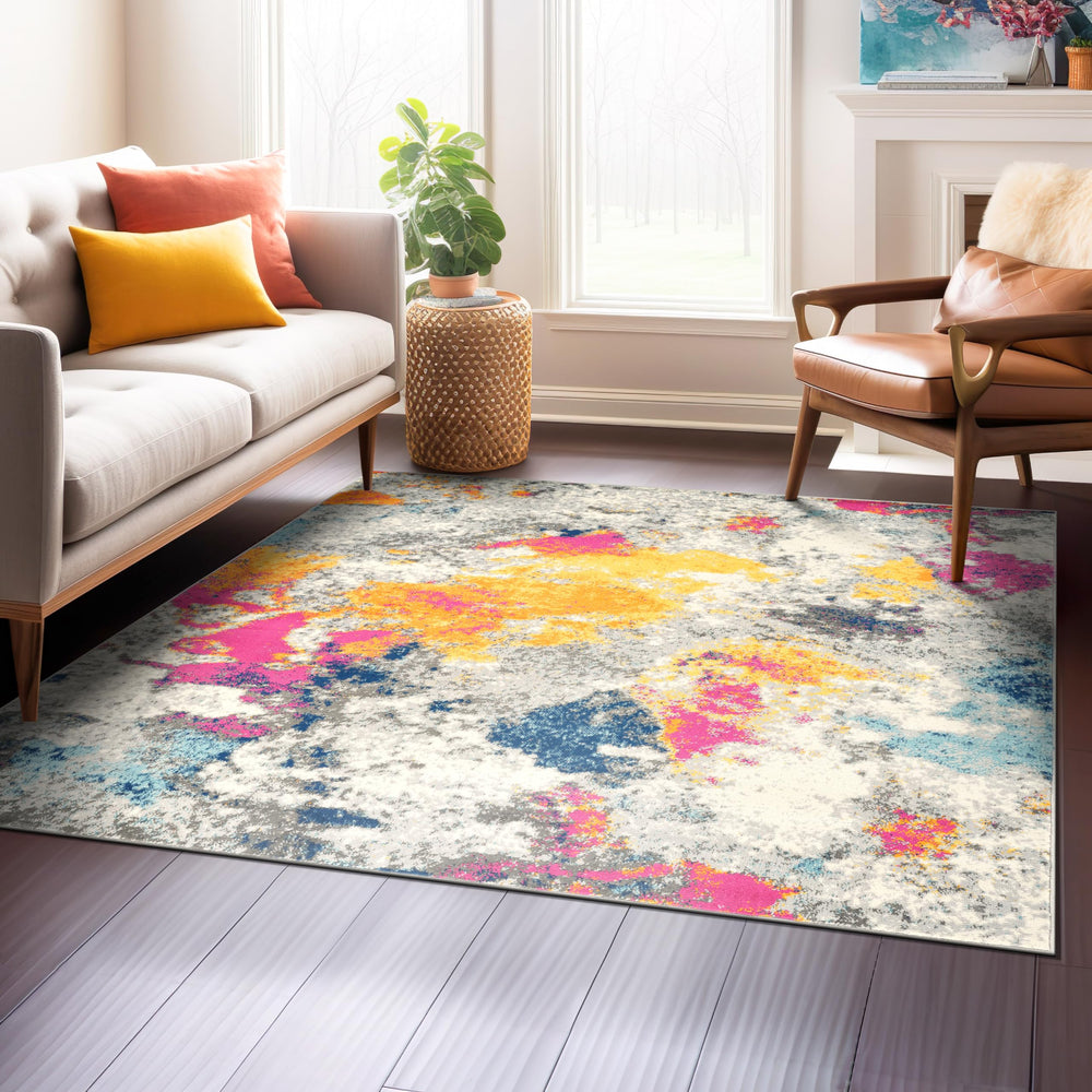 Rugshop Sky Collection Modern Abstract Square Area Rug 6'6" x 6'6" Multi 6'6x"6'6" Sq