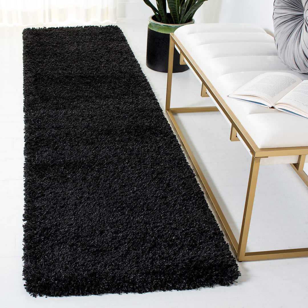 SAFAVIEH California Shag Collection Runner Rug - 2'3" x 11' Black Non-Shedding &