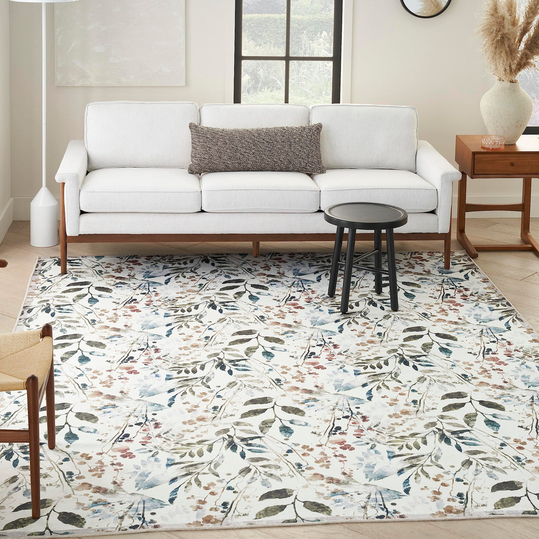 Nourison Nourison Washables Floral Ivory Multicolor 8' x 10' Area -Rug Easy 8' x 10' - Multi/Ivory