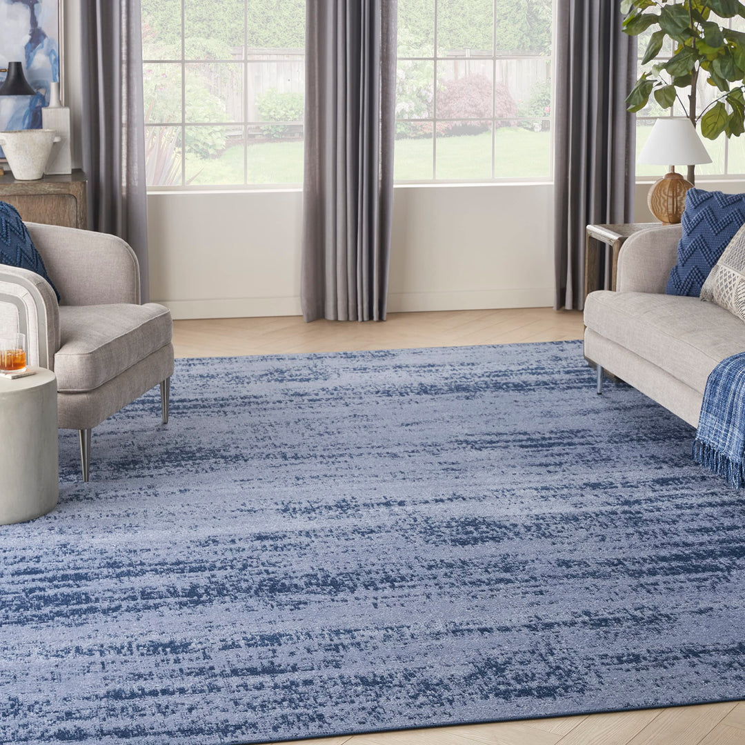 Nourison Essentials Indoor/Outdoor Solid Abstract Denim 10' x 14' Area Rug 10' x 14' - Denim