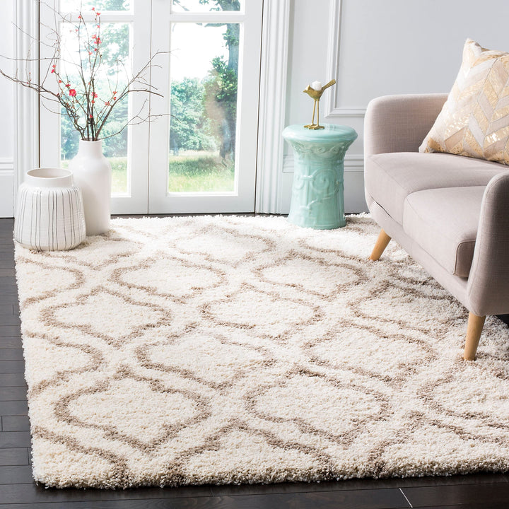 SAFAVIEH Hudson Shag Collection Accent Rug - 4' x 6' Ivory & Slate Blue Moroccan