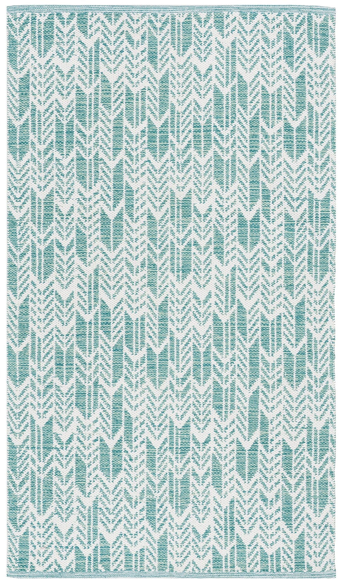 SAFAVIEH Montauk Collection Accent Rug - 3' x 5' Aqua & Ivory Handmade Cotton