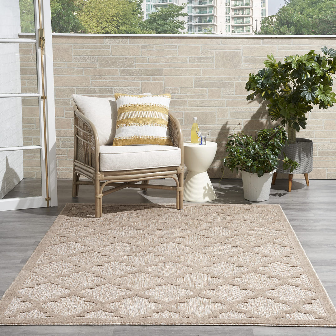 Nourison Easy Care Moroccan Natural Beige 6' x 9' Area Rug Trellis Easy Cleaning 6' x 9' - Natural/Beige