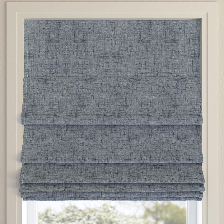 Sun Zero Seraphina Textured 100% Blackout Cordless Roman Shade 31" x 64" Blue 31" x 64" - Blue