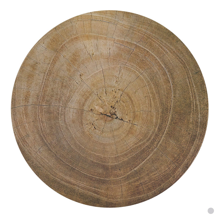 Wood Print Table Mats (Set of 4) Tan Round Synthetic Fiber